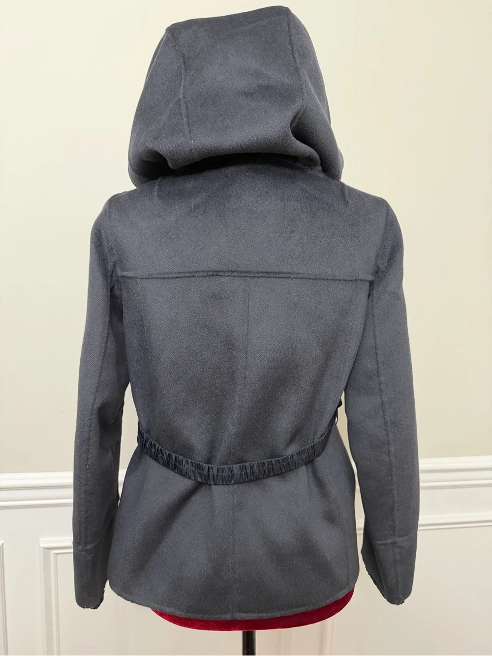 S Max Mara Gray Angora & Virgin Wool Hooded Coat - Hand Sewn - Size US 2